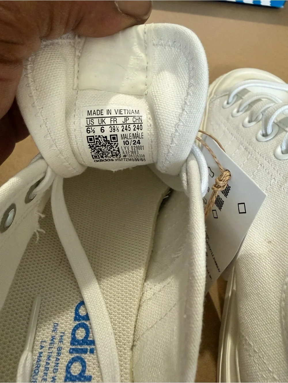adidas White Canvas Low-Top Sneakers with Gum Outsole